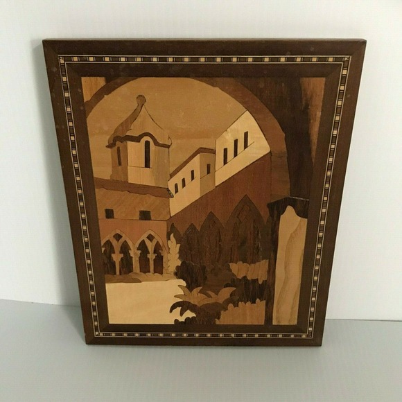 Notturno Intarsio Sorrento Italy San Francesco D'Assisi Inlaid Wood Wall Plaque